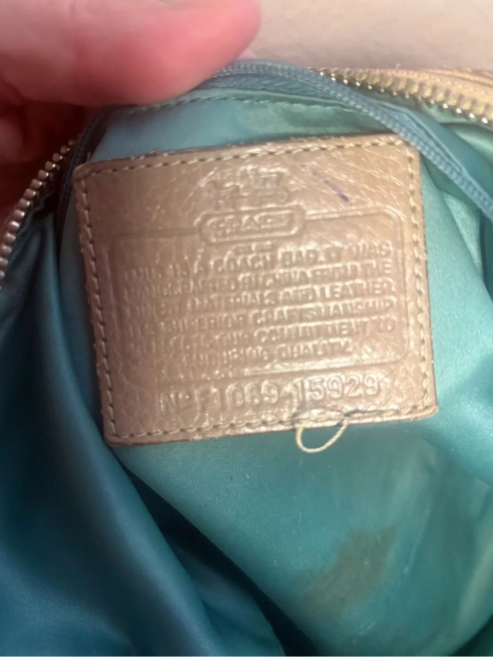 Coach Logo Metallic Taupe Hobo Shoulder Bag